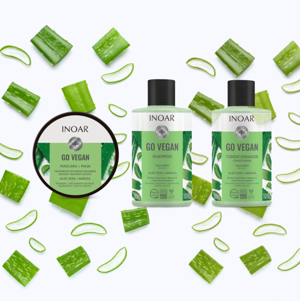 INOAR Go Vegan Balance Aloe Vera Kit - Shampoo, Conditioner and Hair Mask