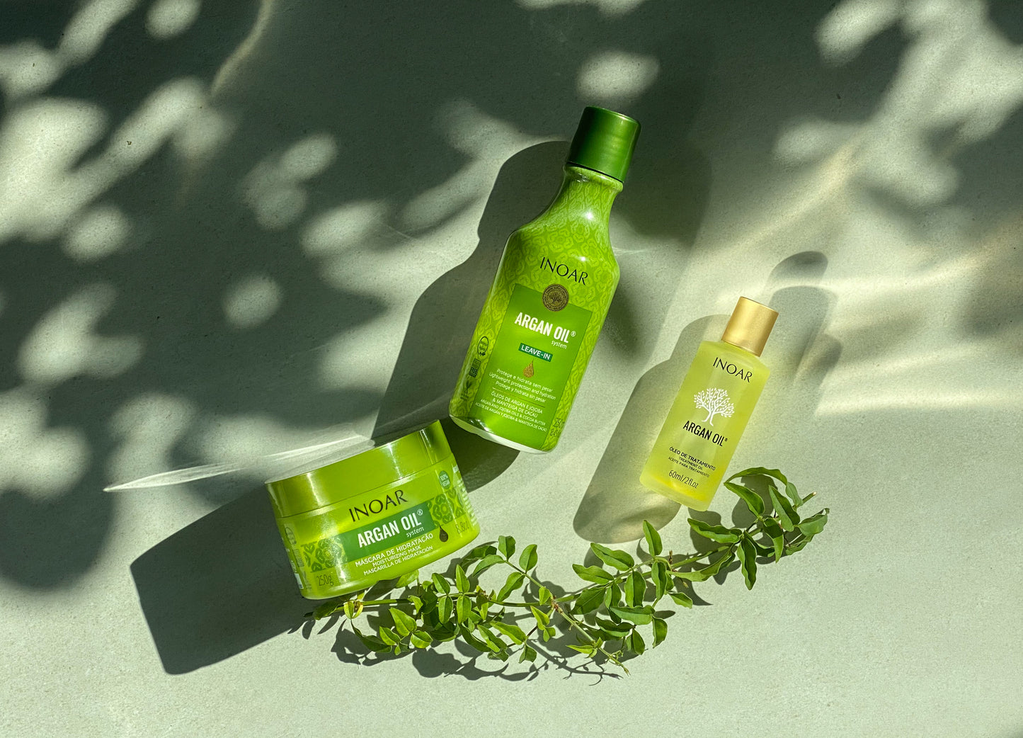 INOAR Argan Oil System – Shampoo, Conditioner, Mask, Defrizzing Hair Cream and Oil - Complete Hair Care Bundle