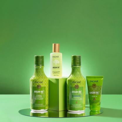 INOAR Argan Oil System – Shampoo, Conditioner, Mask, Defrizzing Hair Cream and Oil - Complete Hair Care Bundle