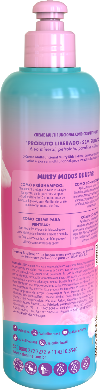 SALON LINE - Multy Kids Multifunctional Hair Cream, Hair Conditioner, Pre-Shampoo, Co-Wash, Combing Cream 300ml