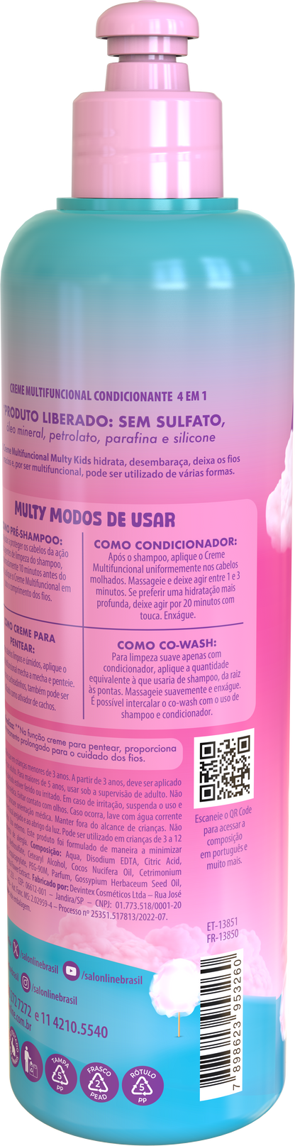 SALON LINE - Multy Kids Multifunctional Hair Cream, Hair Conditioner, Pre-Shampoo, Co-Wash, Combing Cream 300ml