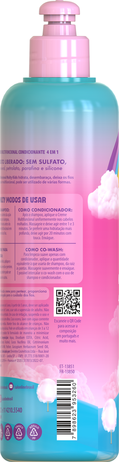 SALON LINE - Multy Kids Multifunctional Hair Cream, Hair Conditioner, Pre-Shampoo, Co-Wash, Combing Cream 300ml