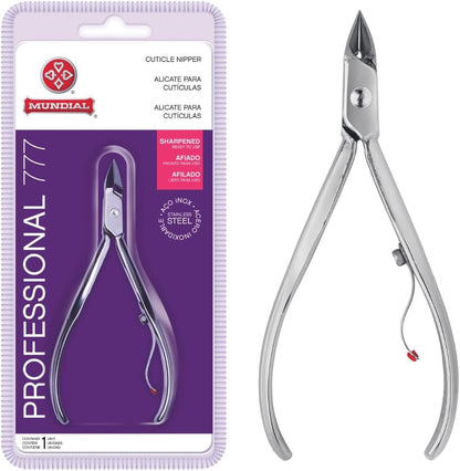 Cuticle Nipper MUNDIAL 777 Professional - Sharpened Nail Care Cuticle Trimmer for Manicure and Pedicure