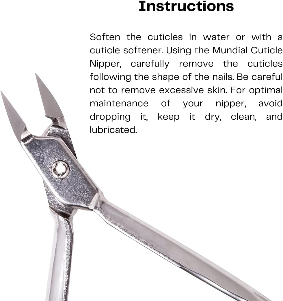 Cuticle Nipper MUNDIAL 777 Professional - Sharpened Nail Care Cuticle Trimmer for Manicure and Pedicure
