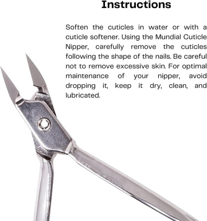 Cuticle Nipper MUNDIAL 777 Professional - Sharpened Nail Care Cuticle Trimmer for Manicure and Pedicure