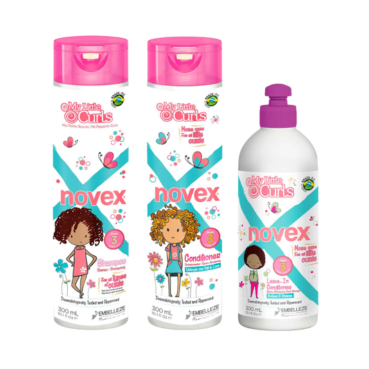 Novex My Little Curls Kit | Shampoo, Conditioner & Detangling Cream for Kids