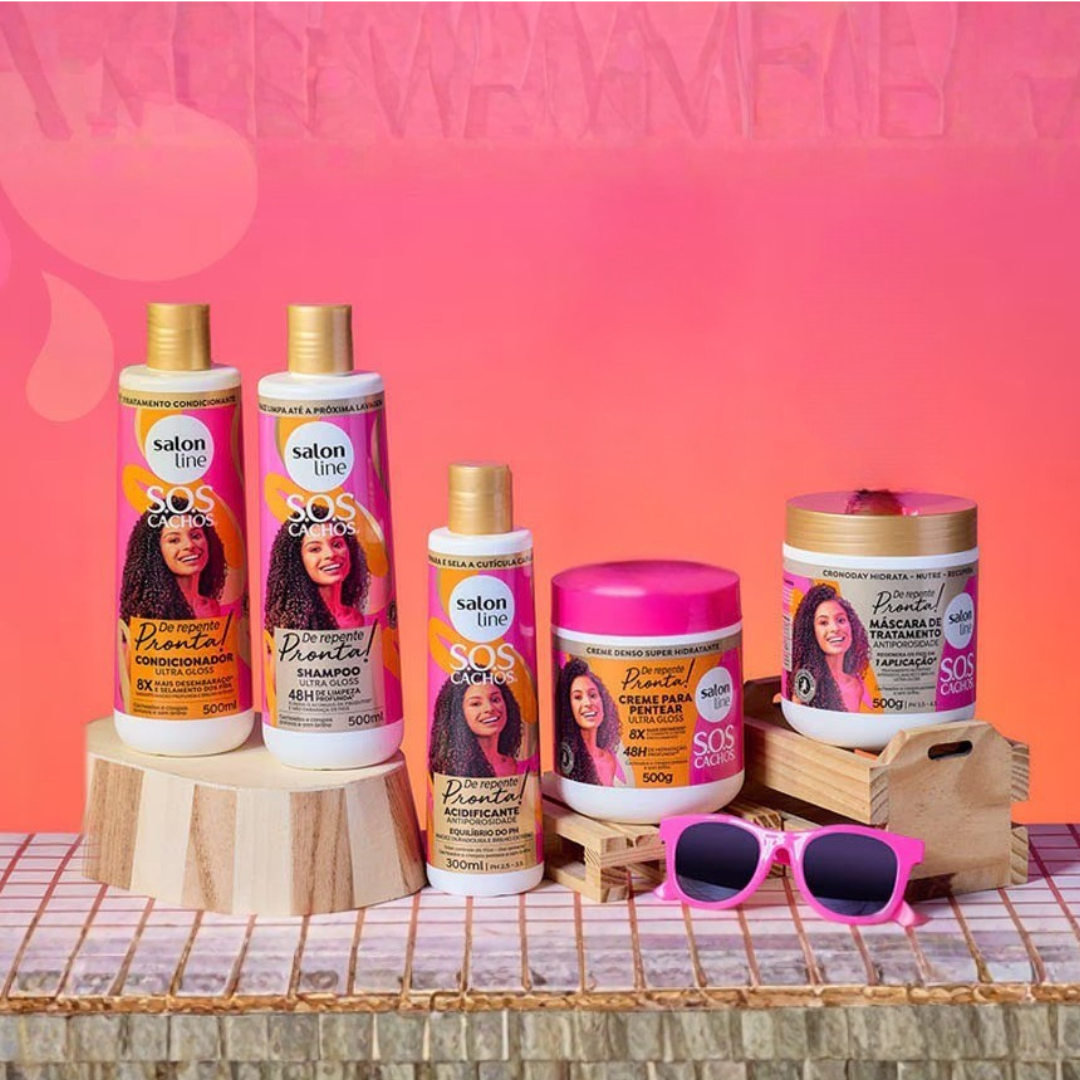 SALON LINE S.O.S Curls Ready‑to‑Go Complete Curl Care Kit – Ultra Gloss + Anti‑Frizz Routine for Defined, Hydrated & Frizz‑Free Curls