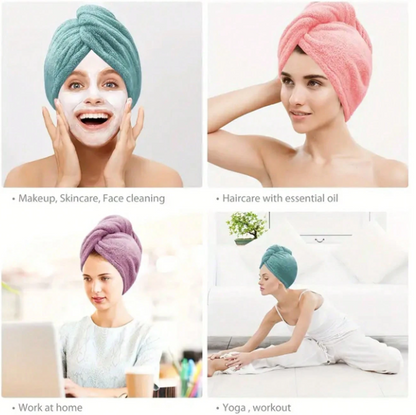 Microfiber Hair Towel Wrap (1 unit random color)  – Super Absorbent, Anti-Frizz Hair Drying Cap for Curly & Wet Hair