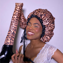 Load image into Gallery viewer, SOULTA - Satin Diffuser Drying Cap - Thermal/Heat Cap -  Leopard
