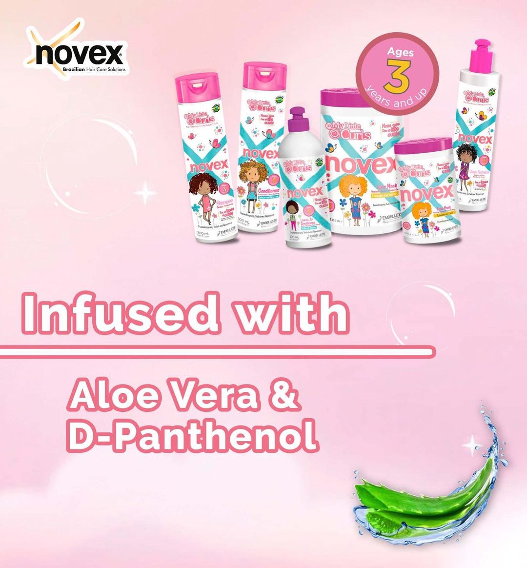 Novex My Little Curls Kit | Shampoo, Conditioner & Detangling Cream for Kids