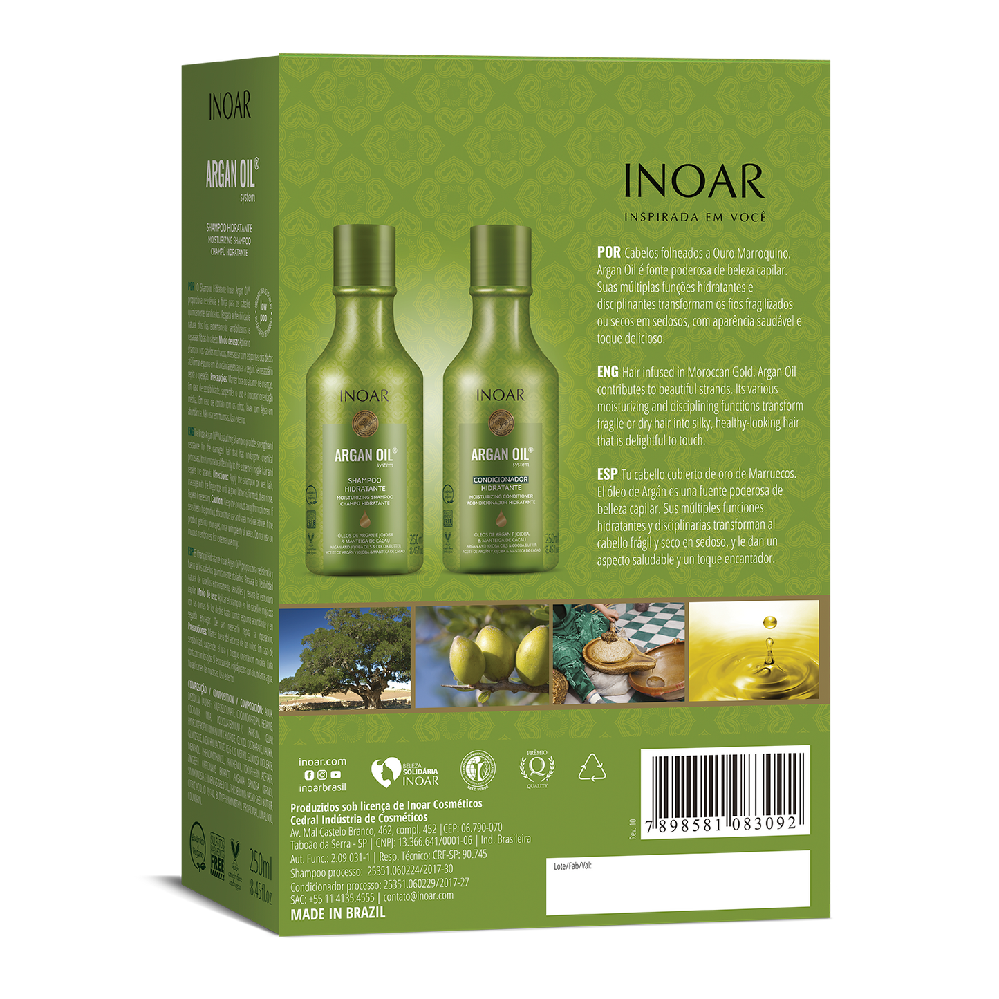 Inoar Argan Oil Shampoo + Conditioner Kit (250ml x 2) Nourishment & Shine with Argan Oil