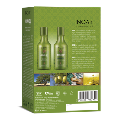 Inoar Argan Oil Shampoo + Conditioner Kit (250ml x 2) Nourishment & Shine with Argan Oil