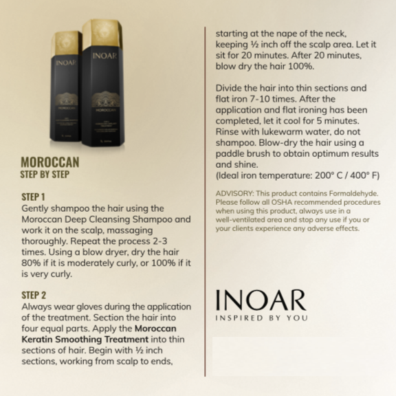 Inoar PROFESSIONAL - Moroccan Keratin Smoothing Treatment Step 2 Keratin Smoothing Treatment 33.8oz/1L